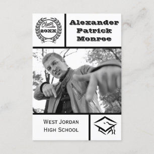 Traditional Black & White-3x5Graduation Invitation
