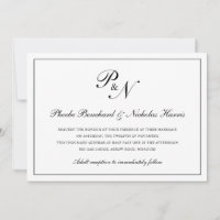 Traditional Black White Monogram Formal Wedding
