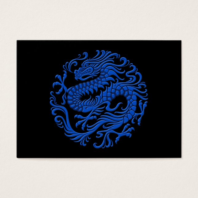 Traditional Blue and Black Chinese Dragon Circle (Front)
