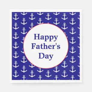 Traditional Blue and White Anchors Father's Day Napkin