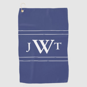 Traditional Blue and White Monogrammed Golf Towel
