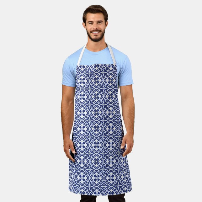 Traditional Blue and White Spanish Azulejo Apron (Worn)