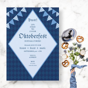 Traditional Blue Bavarian Oktoberfest Beer Party Invitation