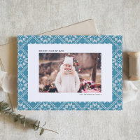 Traditional Blue Fair Isle Knit Christmas Photo