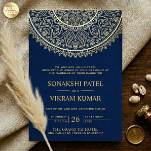 Traditional Blue Gold Mandala Indian Wedding