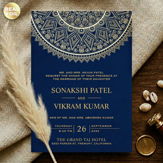Traditional Blue Gold Mandala Indian Wedding (Creator Uploaded)