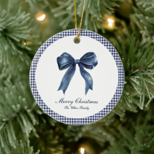 Traditional Blue Knot Christmas Ceramic Tree Decoration