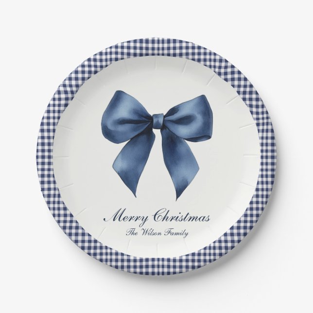 Traditional Blue Knot Christmas Paper Plate (Front)