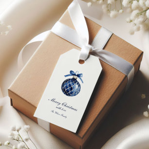 Traditional Blue Ornament Christmas Gift Tags