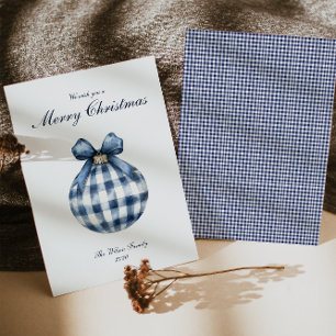 Traditional Blue Ornament Christmas Holiday Card 