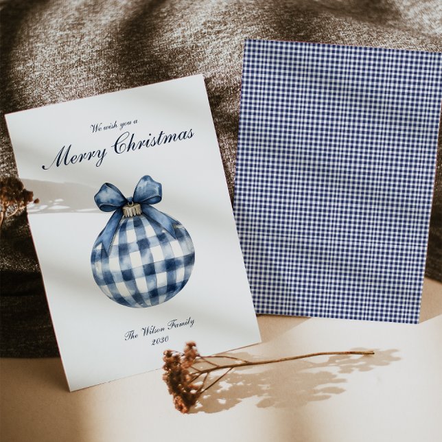 Traditional Blue Ornament Christmas Holiday Card  (Creator Uploaded)