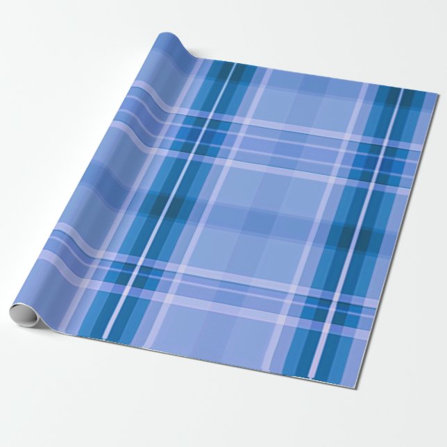 Traditional Blue Plaid  Wrapping Paper (Unrolled)