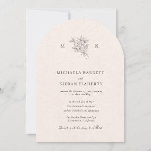 Traditional Blush Pink Monogram Wedding Invitation