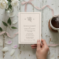 Traditional Blush Pink Monogram Wedding Invitation