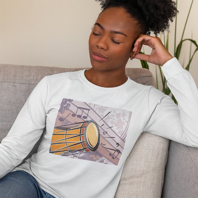 Traditional Bongo Drum With Music Notes T-Shirt (Creator Uploaded)