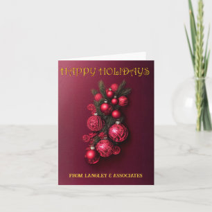 Traditional Bordeaux Happy Holidays Customisable   Holiday Card