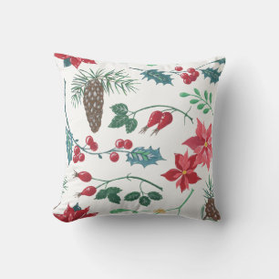 Traditional Botanical Christmas Cushion