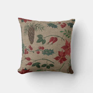 Traditional Botanical Christmas Cushion