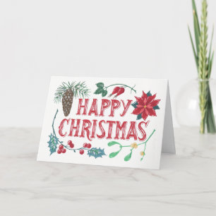 Traditional Botanical Christmas Holiday Card
