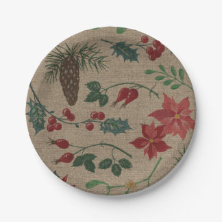 Traditional Botanical Christmas Paper Plate