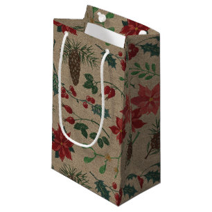 Traditional Botanical Christmas Small Gift Bag