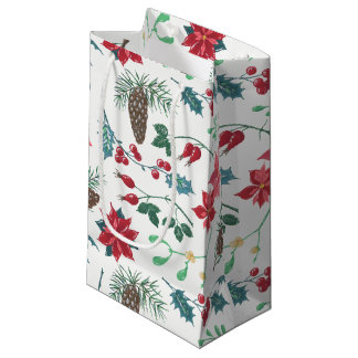 Traditional Botanical Christmas Small Gift Bag
