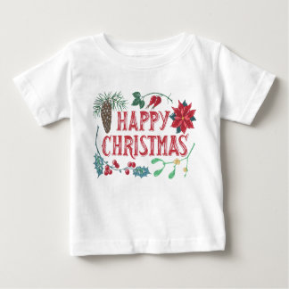 Traditional Botanical Christmas (white) Baby T-Shirt