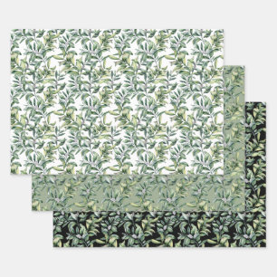 Traditional Botanical Pattern - 3 Design Wrapping Paper Sheet
