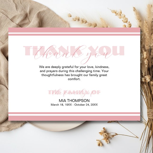 Traditional Bottle Rose Pink Memorial Thank Thank You Card (Creator Uploaded)