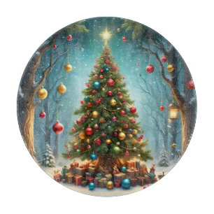 Traditional Bright Happy Christmas Tree, Cutting Board