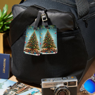 Traditional Bright Happy Christmas Tree, Luggage Tag