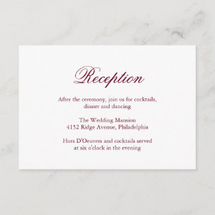 Traditional Burgundy Formal Elegant Wedding Enclosure Card
