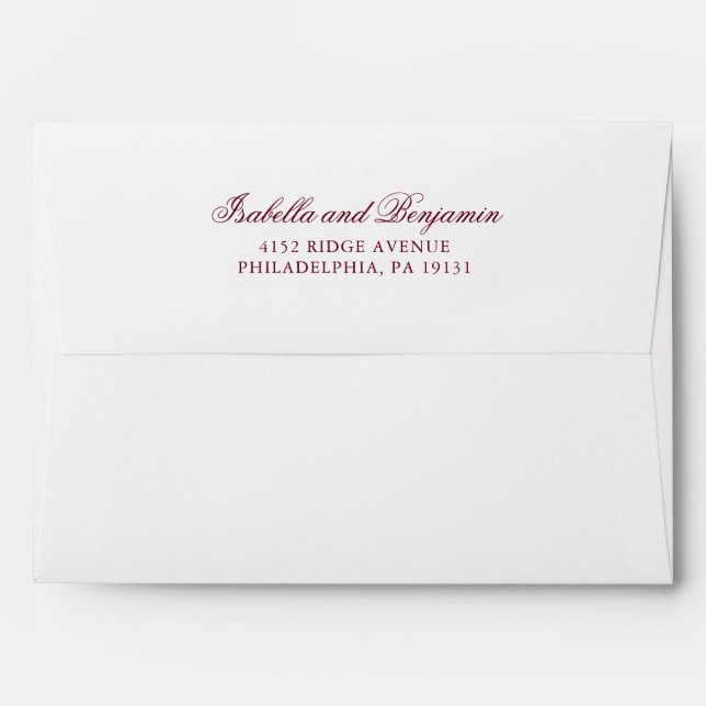 Traditional Burgundy Formal Elegant Wedding Envelope (Back (Top Flap))