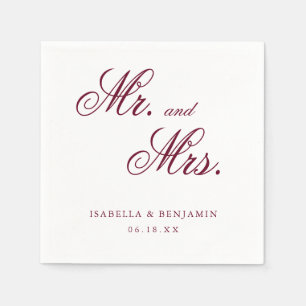 Traditional Burgundy Formal Elegant Wedding Napkin