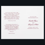 Traditional Burgundy Formal Wedding Program<br><div class="desc">Classic style folded Wedding Program with accent words in an elegant calligraphy typography. The front has your event details, the inside has your wedding party and order of ceremony. The back has a template for your message / quotes. All text is burgundy over a white background and may be changed...</div>