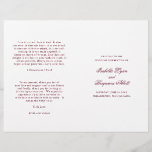 Traditional Burgundy Formal Wedding Program