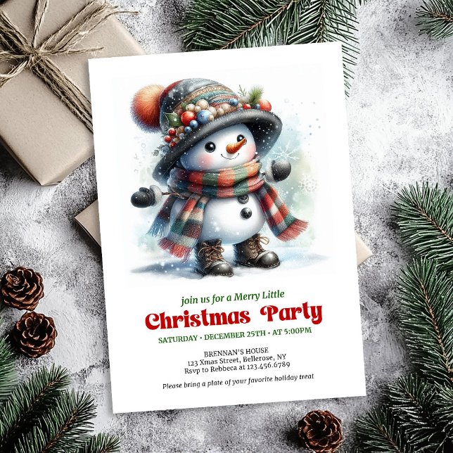 Traditional cartoon snowman party invite printable (Traditional cartoon snowman party invite joyful printable

)