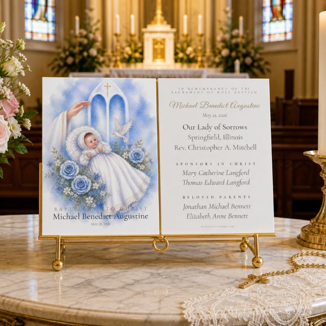 Traditional Catholic Baby Baptism Blessing Card (Creator Uploaded)
