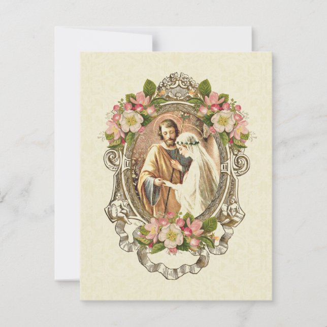 Traditional Catholic Elegant Vintage Wedding Invitation (Front)