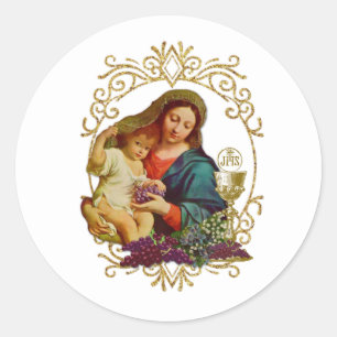 Traditional Catholic First Holy Communion Classic Round Sticker