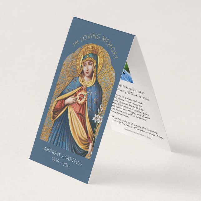 Traditional Catholic Funeral Virgin Mary Prayer Business Card (Front)