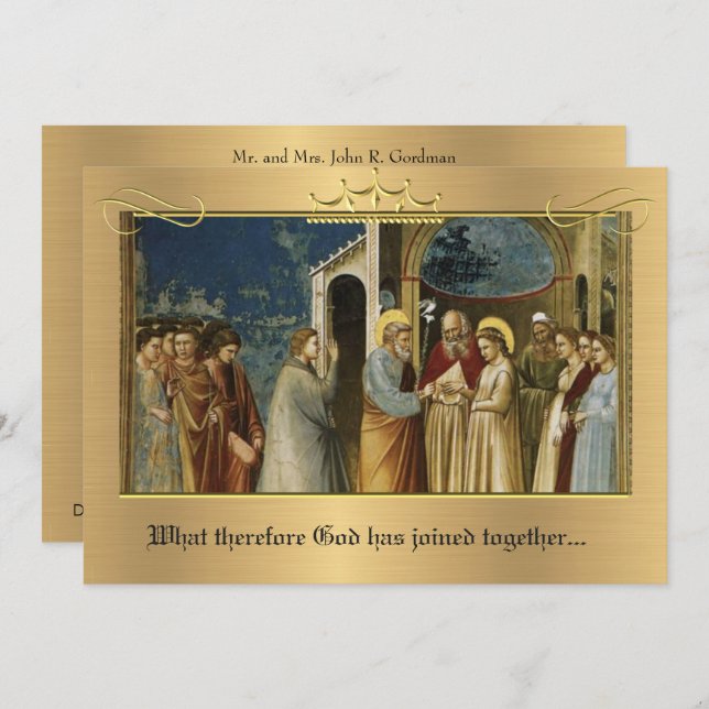 Traditional Catholic Gold Wedding Invitation (Front/Back)
