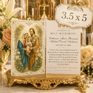 Traditional Catholic Holy Family Wedding Prayer Card