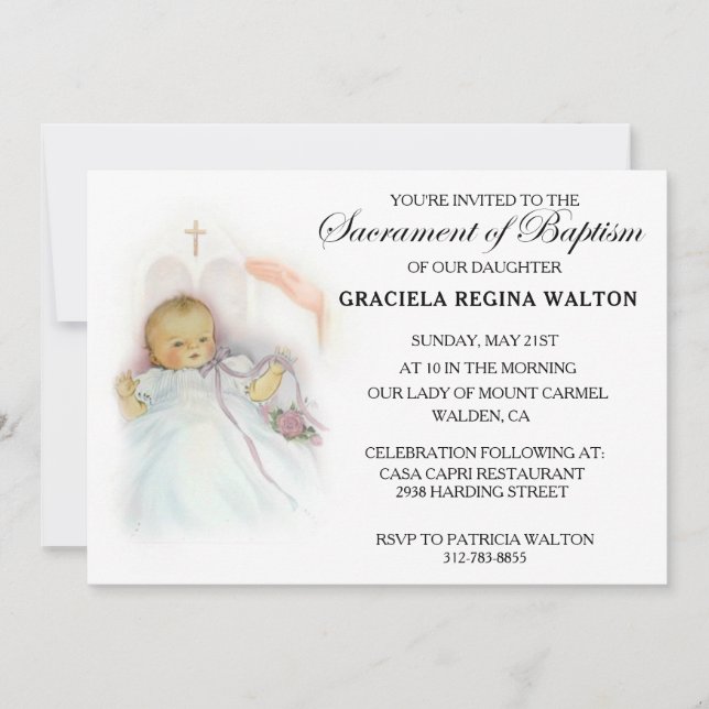 Traditional Catholic Infant Baptism Invitations (Front)
