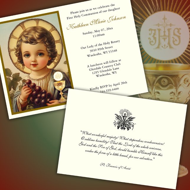 Traditional Catholic Jesus First Communion   Invitation (Creator Uploaded)