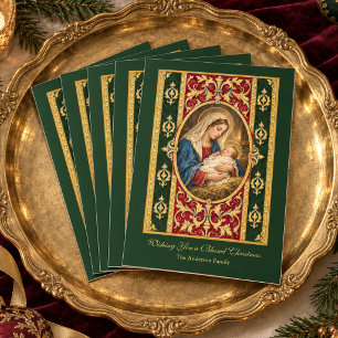 Traditional Catholic Madonna and Child Holiday Card