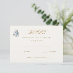 Traditional Catholic Marian Monogram Wedding RSVP Card