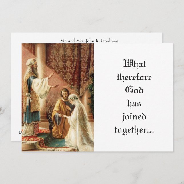 Traditional Catholic Mary Joseph Priest Wedding Invitation (Front/Back)