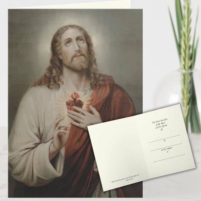 Traditional Catholic Mass Offering Sacred Heart Card (Creator Uploaded)