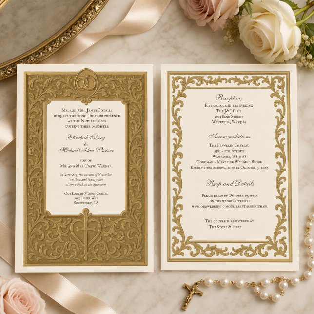 Traditional Catholic Nuptial Mass Wedding  Invitation (Creator Uploaded)